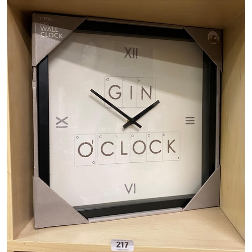 217 - GIN WALL CLOCK FROM NEXT BRAND NEW IN BOX