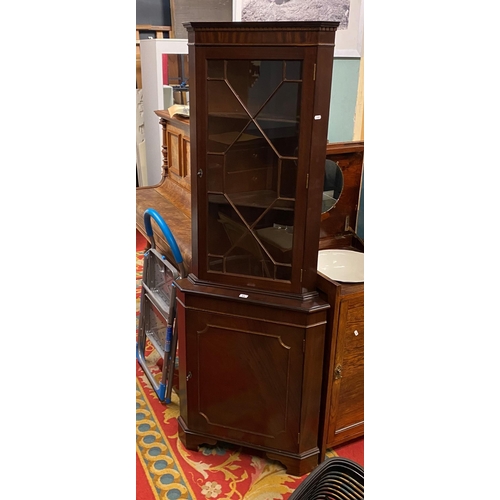 83 - MAHOGANY ASTRAGAL FRONTED CORNER CABINET