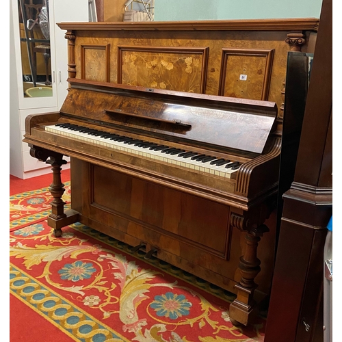 84 - GERMAN FERD.MANTHEY OVER STRUNG UNDER DAMPER PIANO IN WALNUT