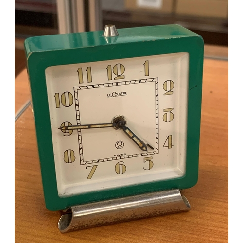 ART DECO GREEN METAL CLOCK BY JAEGER LECOULTRE CIRCA 1930