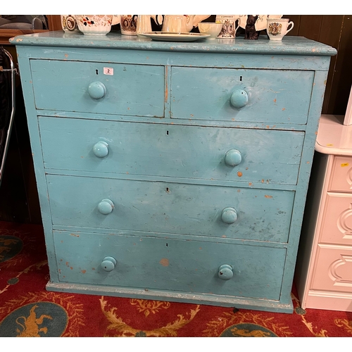 2 - VICTORIAN PAINTED PINE TWO OVER THREE DRAWER CHEST