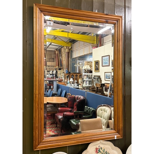 19 - PINE FRAMED BEVELLED GLASS MIRROR