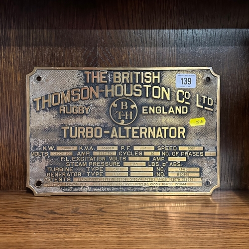 139 - SOLID BRASS PLAQUE