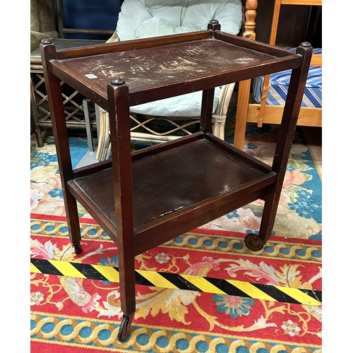 33 - MAHOGANY PORTABLE TEA TROLLEY