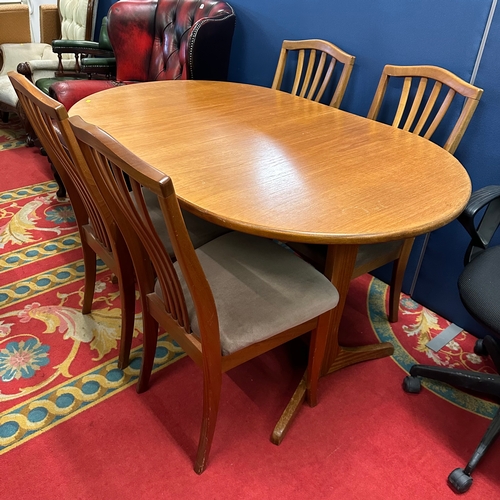 60 - NATHAN EXTENDABLE TEAK DINING TABLE AND FOUR CHAIRS