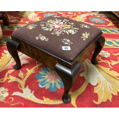 69 - EMBROIDERED FOOTSTOOL