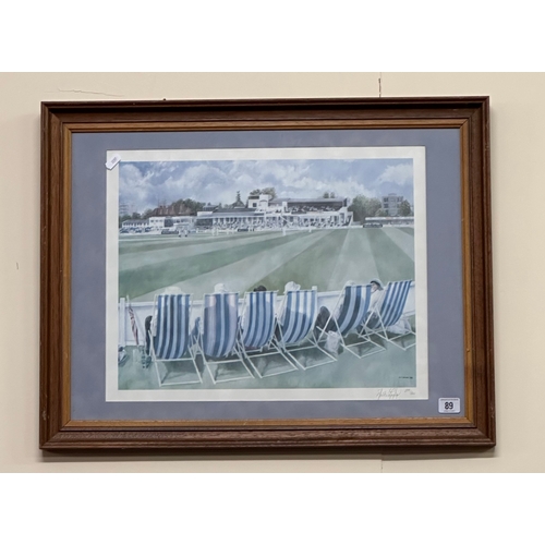 89 - FRAMED PICTURE OF A FAMOUS CRICKET GROUND, LIMITED EDITION PRINT (M.SPEIGHT)