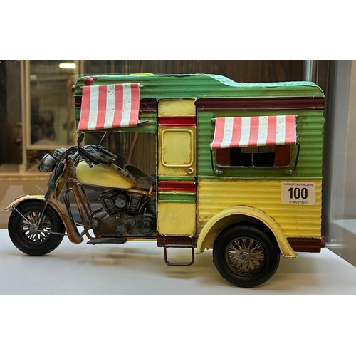 100 - TIN PLATE MOTOR BIKE / CAMPER VAN