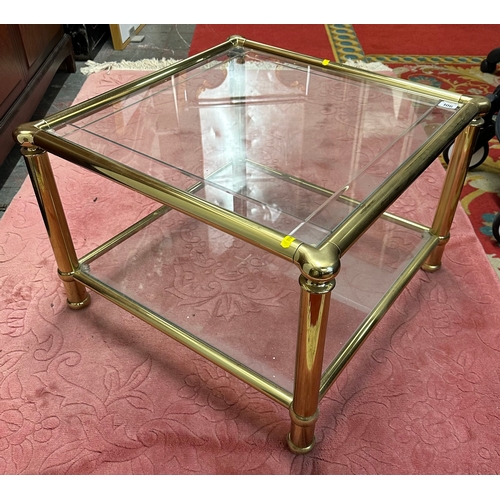 106 - BRASS AND GLASS COFFEE TABLE