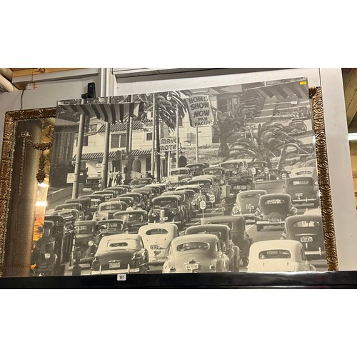 151 - LARGE VINTAGE STREET SCENE ON CANVAS