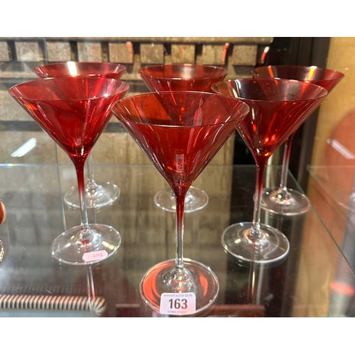 163 - SET OF SIX RUBY RED MARTINI GLASSES