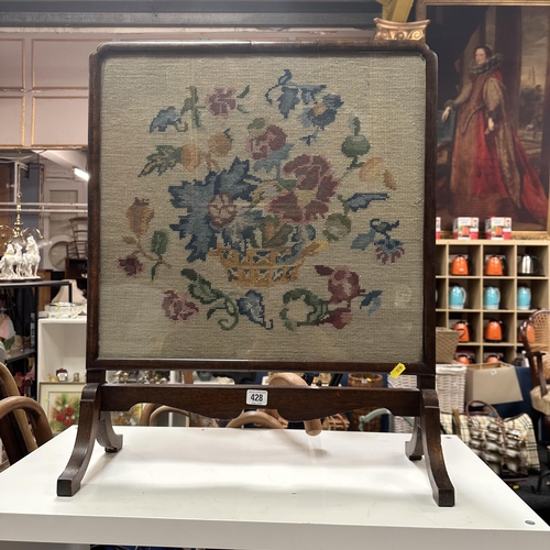 428 - VICTORIAN TAPESTRY FIRESCREEN