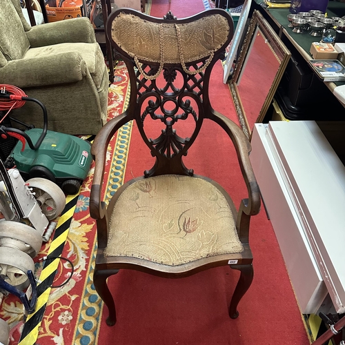 443 - VICTORIAN EBONISED SALON CHAIR