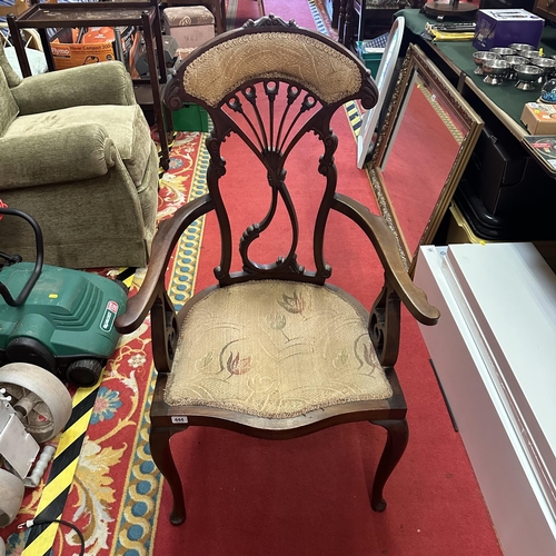 444 - VICTORIAN EBONISED SALON CHAIR