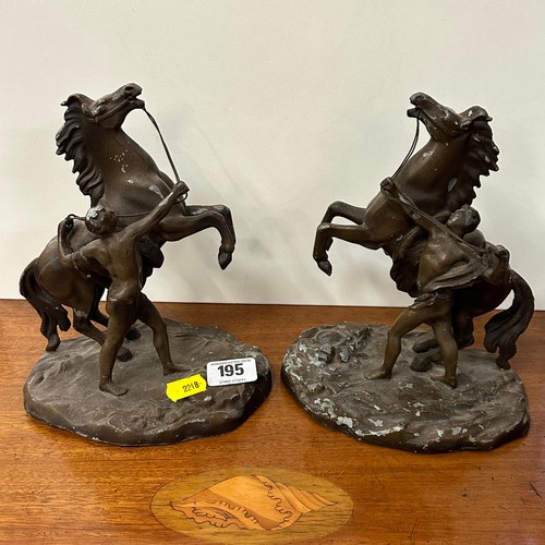 195 - PAIR OF VICTORIAN SPELTER HORSES