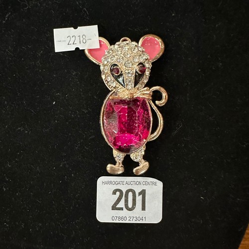 201 - LARGE RHINESTONE MOUSE PENDANT