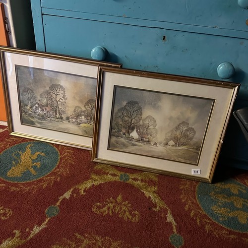 511 - PAIR OF WATERCOLOUR COUNTRY SCENE PICTURES BY GEORGE ALLEN