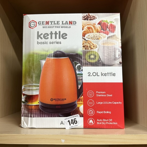 146 - GENTLELAND BURNT ORANGE ELECTRIC KETTLE, BRAND NEW IN BOX