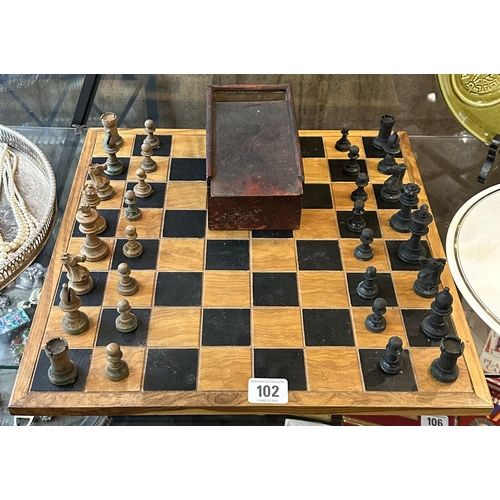 ANTIQUE WOODEN CHESS SET WITH ORIGINAL BOX
