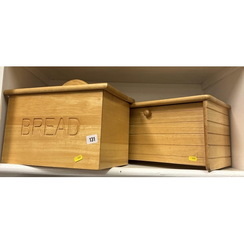 131 - TWO WOODEN BREAD BINS