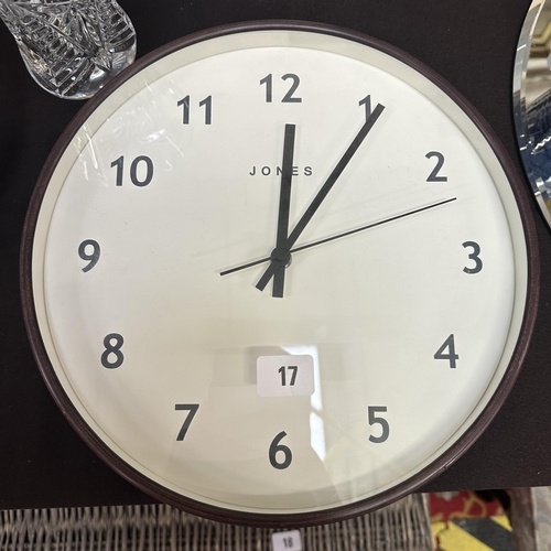 17 - JONES - WALL MOUNTED BATTERY OPERATED CLOCK