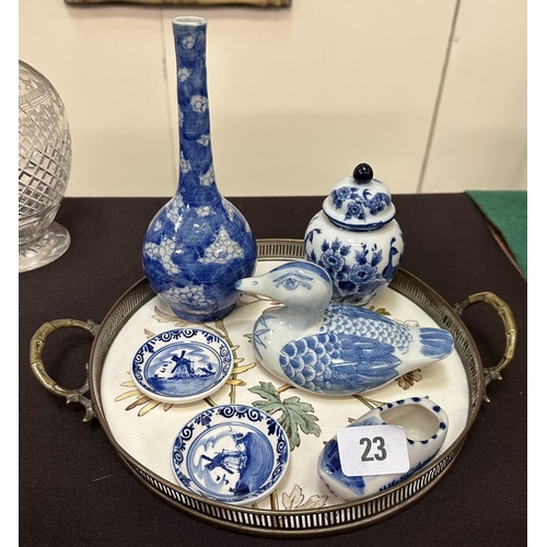 23 - BLUE AND WHITE ORIENTAL ORNAMENTS