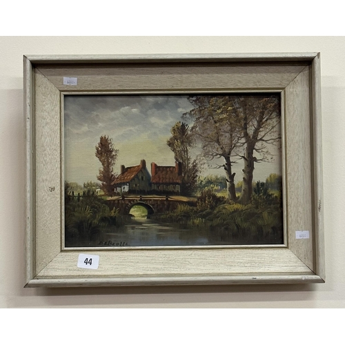 44 - VINTAGE OIL ON BOARD FRENCH COUNTRY SCENE, SIGNED BY DE BEULLE