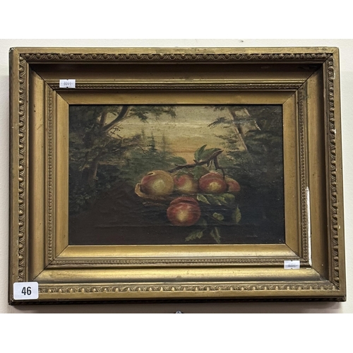 46 - VICTORIAN STILL LIFE OIL ON CANVAS, DEPICTING FRUIT