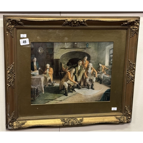 49 - GILT FRAMED PRINT TITLED, “THE TRAIL OF THE FOX,” BY JOHN ALFRED MOHLTE.