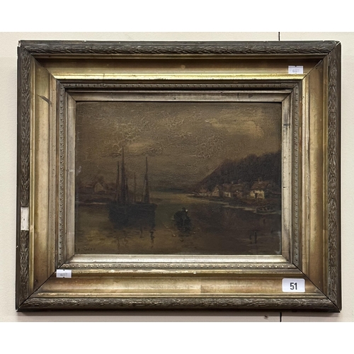 51 - VICTORIAN OIL ON BOARD RIVER SCENE, SIGNED BY P. JONES