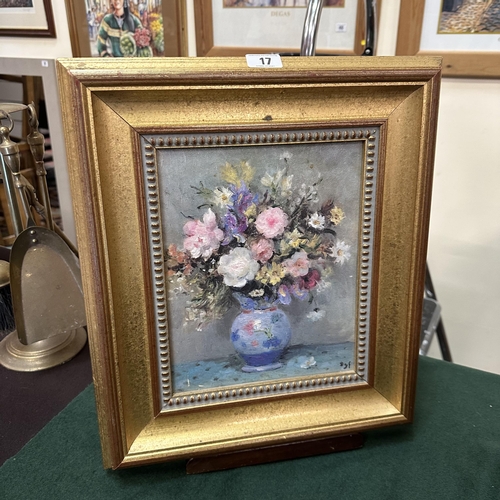 17 - GILT FRAMED PRINT OF FLOWERS IN A VASE