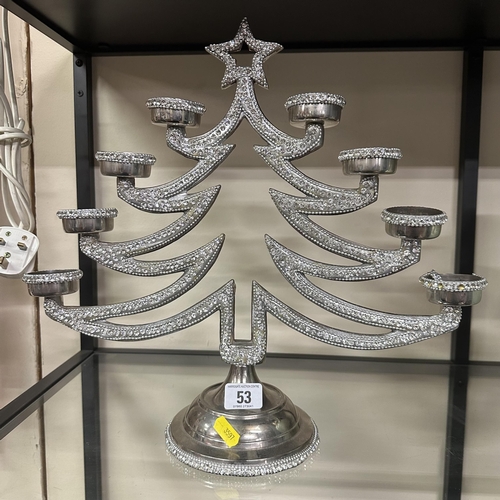 53 - DIAMANTE CHRISTMAS TREE CANDLE HOLDER