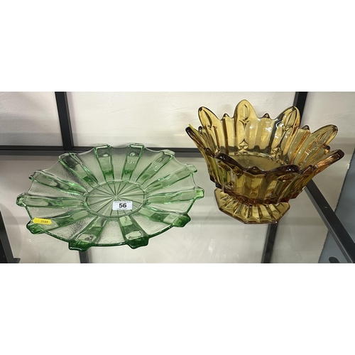 56 - TWO PIECES OF ART-DECO GLASS