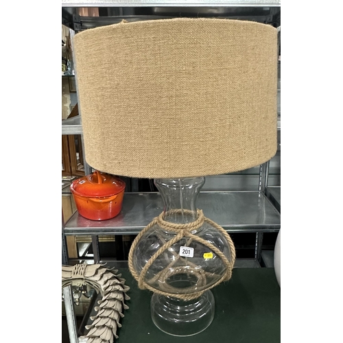 201 - LARGE GLASS LAMP DESIGNED WITH JUTE