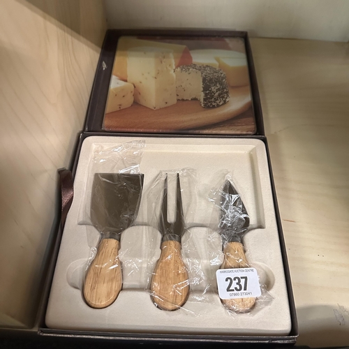 237 - BRAND NEW IN BOX CHEESE BOARD WITH CHEESE UTENSILS