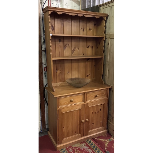 7 - SOLID PINE DRESSER WITH PLATE RACK BACK