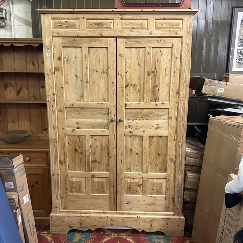 8 - LARGE HAND MADE SOLID PINE DOUBLE DOOR WARDROBE 
218CM-TALL
134CM-WIDTH
69CM DEPTH