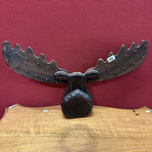 479 - CARVED WOODEN MOOSE KEY HOOK