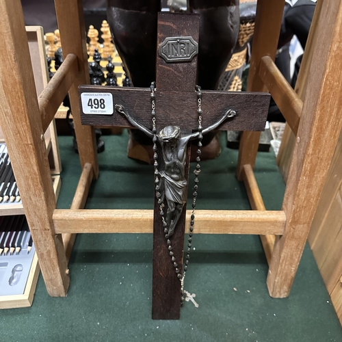 498 - ANTIQUE OAK CRUCIFIX