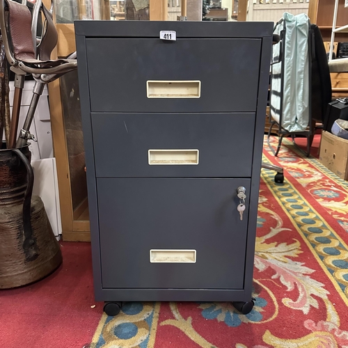 411 - THREE DRAWER FILING CABINET