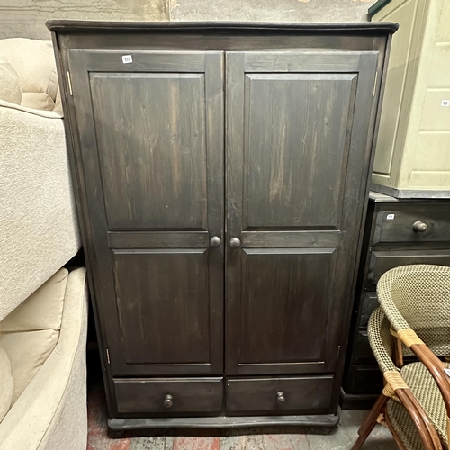 177 - LARGE DOUBLE DOOR PINE WARDROBE