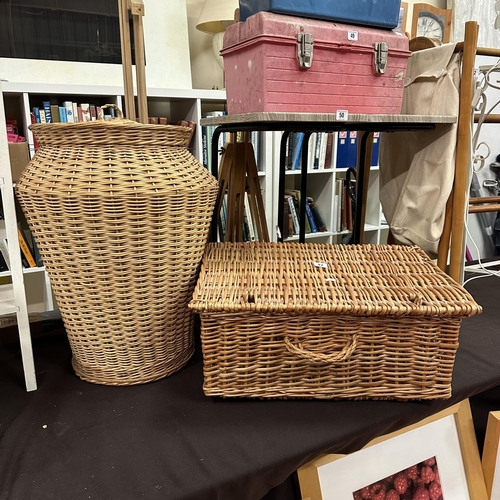 47 - WICKER HAMPER AND LAUDRY BASKET WITH LID