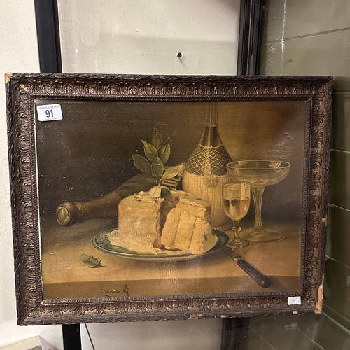 91 - VINTAGE FRAMED STILL LIFE BY SAUVAGE