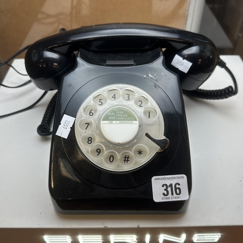 316 - VINTAGE BLACK TELEPHONE