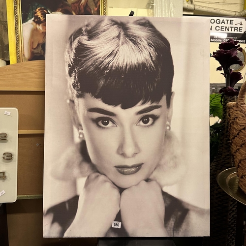 580 - LARGE CANVAS OF AUDREY HEPBURN