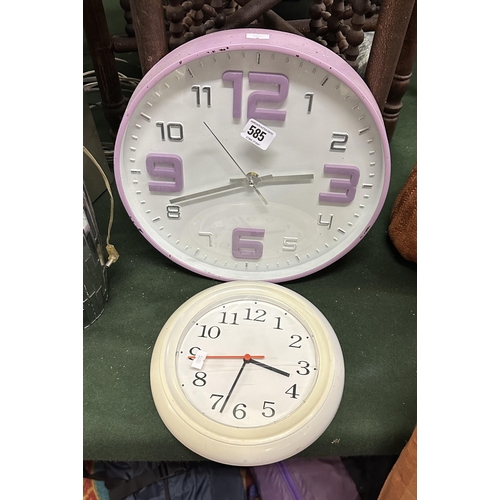 585 - TWO WALL CLOCKS