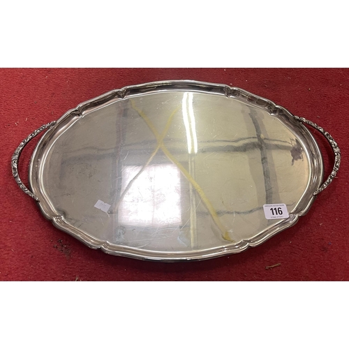 116 - DOUBLED HANDLED SILVER PLATED TRAY