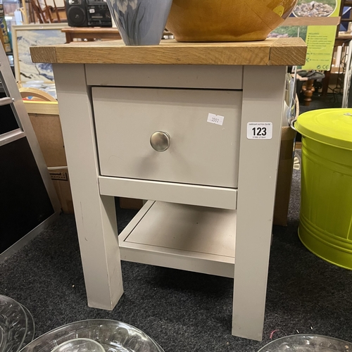 123 - PAINTED OAK SIDE TABLE WITH SINGLE DRAWER