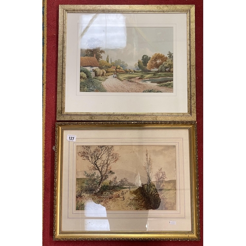 127 - PAIR OF COUNTRY WATERCOLOURS IN GILT FRAME