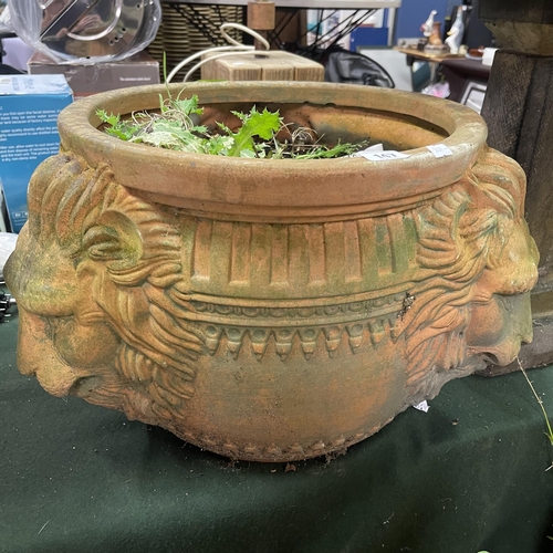 147 - TERRACOTTA LIONS MASK LARGE PLANT POT